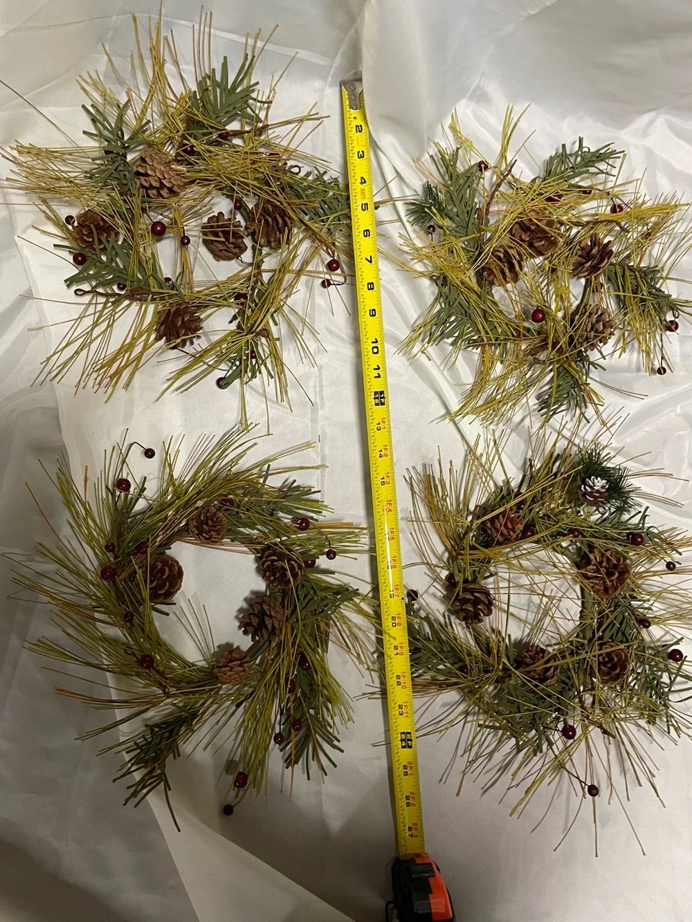 Rustic Pine and Berry Holiday Wreath Set - Green and Brown
